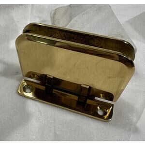 Pair Gold Tone Bathroom Clamp Clip Glass Door Hinge 3/8